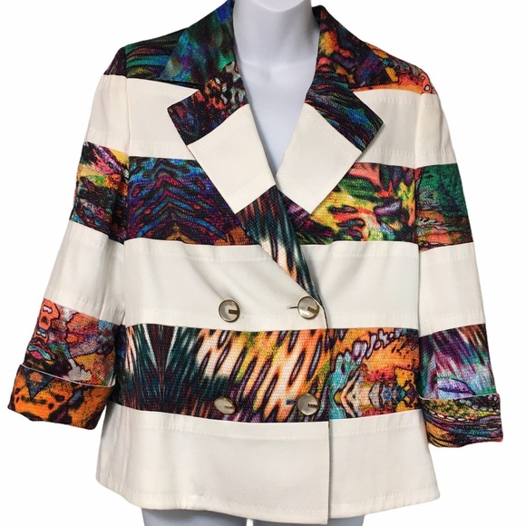 Escada Couture Multi Color Blazer Size 40 - Picture 6 of 16